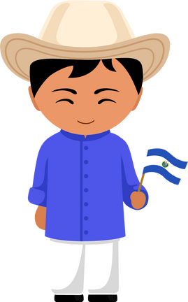 Man in El Salvador ethnic costume with flag.