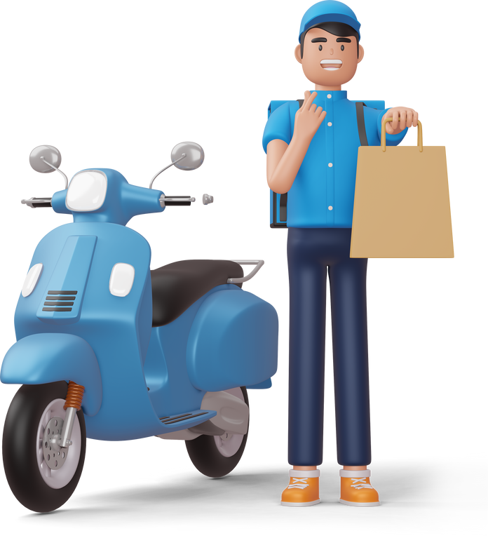 3D Delivery Man Doing Mini Heart with Hands 